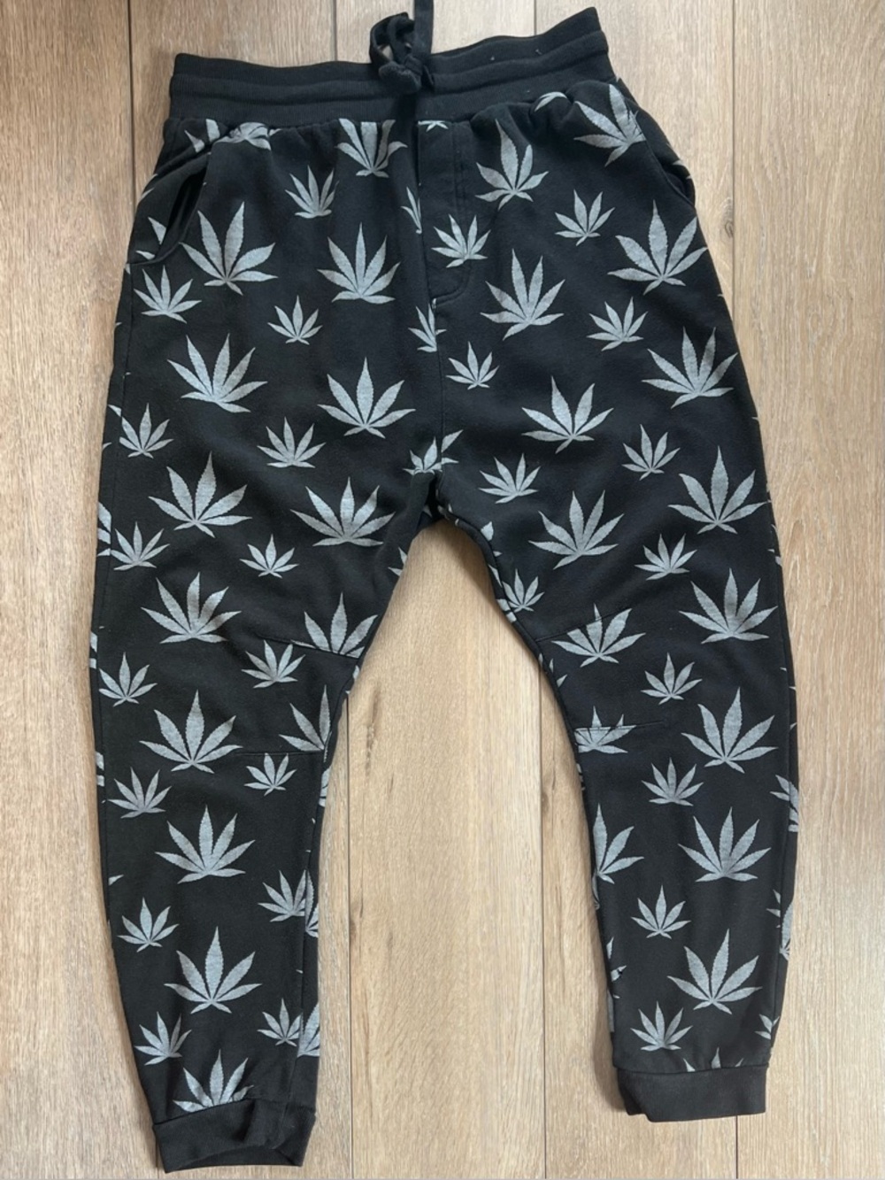 Free w/purchase Urban Heritage Black Joggers with Gray Leaf Print